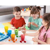 Play Brainy™ Colorful Counting Trains and Cups – Fun Educational Sorting Trains with Color Sorting Cups – Educational Montessori Toy for Toddlers & Children – 50 Count Trains, 5 Colored Cups, & Bag