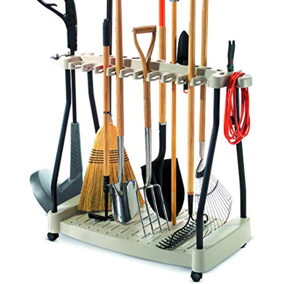 Suncast Tool Cart with Wheels - Durable Rolling Tool Cart - Move & Store Tools, Power Trimmers, Rakes, Shovels - Store Easily In Garage, Shed - Holdsup To 30 Tools