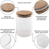 Canister Set of 5, Glass Kitchen Canisters with Airtight Bamboo Lid, Glass Storage Jars for Kitchen, Bathroom and Pantry Organization Ideal for Flour, Sugar, Coffee, Candy, Snack and More