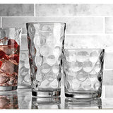 Drinking Glasses Set Of 16 - By Home Essentials & Beyond - 8 Highball Glasses (17 oz.), 8 Rocks Whiskey Glass cups (13 oz.), Inner Circular Lensed Kitchen Glass Cups for Water, Juice and Cocktails.