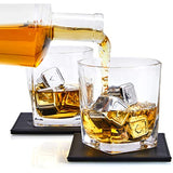 Poker Whiskey Stones Gift Set, 8 Chilling Stones, 2 Glasses, 1 Flask, Tongs, and 2 Coasters with Gift Box, Texas Hold’em Gifts for Men - Whiskey Glassware in Wooden Gift Box