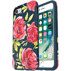 OtterBox SYMMETRY SERIES Case for iPhone SE (3rd and 2nd gen) and iPhone 8/7 - Retail Packaging - BOUQUET (BLAZER BLUE/BLAZER BLUE/BOUQUET GRAPHIC)