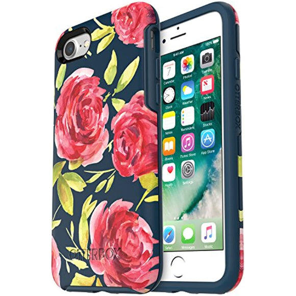 OtterBox SYMMETRY SERIES Case for iPhone SE (3rd and 2nd gen) and iPhone 8/7 - Retail Packaging - BOUQUET (BLAZER BLUE/BLAZER BLUE/BOUQUET GRAPHIC)