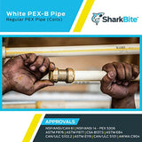 SharkBite U855W100 PEX Pipe 3/8 Inch, White, Flexible Water Pipe Tubing, Potable