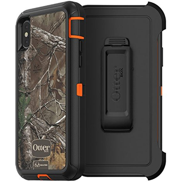 OtterBox DEFENDER SERIES SCREENLESS EDITION Case for iPhone Xs & iPhone X - Retail Packaging - (BLAZE ORANGE/BLACK W/REALTREE XTRA CAMO)