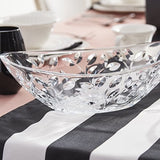 Elegant Crystal Serving Oval Bowl with Beautiful leaf design, Centerpiece For Home,Office,Wedding Decor, Fruit, Snack, Dessert, Server
