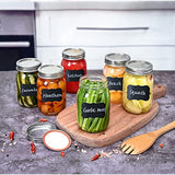 16oz Glass Mason Jars with lids Set of 6- wide mouth - Airtight Band + Marker & Labels - Canning Jars with Lids, Ideal for candle jars, Spice Jars, Wedding Favors, Meal Prep, Jelly Jar, Jam, Honey,