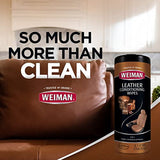 Weiman Leather Cleaner & Conditioner Wipes With UV Protection, Prevent Cracking