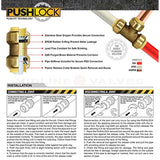 Pushlock UPBV12 1/2 Inch Push X Push Ball Valve for Push-Fit Valve, Full Port Ball Valve Design with Single Lever Heavy Duty Rust Resistant Handle, Forged Brass Construction