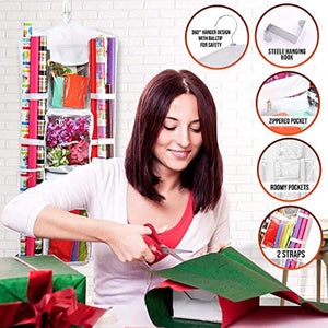 40 Inch Gift Wrapping Organizer Storage for Closet & Over the Door Hanging Gift Wrap Organizer