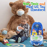 Play Brainy Kids Doctor Playset | Medical Nurse Kit for Kids Includes Reflex Hammer, Thermometer, Stethoscope, Blood Pressure Monitor & More | Deluxe Pretend Play Toys for Boys & Girls