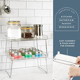 Clear Stackable Shelf - Easily Organize Your Kitchen Counter and Cabinet Shelves While Creating Extra Storage Space with This Foldable Translucent Plastic Shelf. (2-Pack)