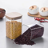 Glass Kitchen Canisters with Airtight Bamboo Lids - Kitchen Organization and Food Storage Glass Jar for Candy, Cookie, Rice, Sugar, Flour, Pasta, Nuts.