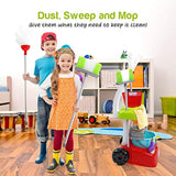 Play Brainy Kids Cleaning Cart Set Toy for Kids| Deluxe Cleaner Trolley Playset Includes Mop, Bucket, Dustpan | Exciting Pretend Play Toys for Boys & Girls