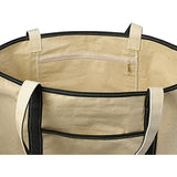 Handy Laundry Canvas Tote Beach Bag - Large Bags with Shoulder Straps, Strong Enough to Carry Beach Gear and Wet Towels. Front Pocket, Inside Zippered Pocket. (Black)