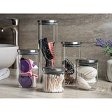 Set of 5 Glass Kitchen Canisters with Airtight Stainless-Steel Lid - Dishwasher Safe, Storage Jars for Kitchen, Bathroom & Pantry Organization, Ideal for Flour, Sugar, Coffee, Cookie Jar, Candy, Snack