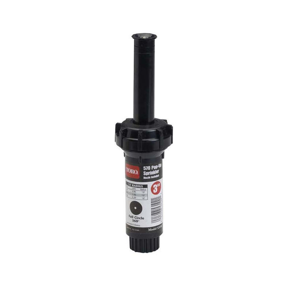 Toro 53817 3-Inch Pop-Up Fixed-Spray with Nozzle Sprinkler, 360-Degree, 15-Feet , Black