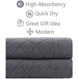 Enchante Home 6 Piece 100% Turkish Cotton Luxury Towel Set for Home, Spa & Bathroom - Quality Soft & Absorbent - Hand, Wash & Bath Towels, Jacquard, Fancy Gracious Design (Gray, 2 Bath Sheet)