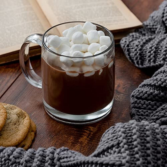 6-Pack Glass Coffee Infusion Mugs with Handle, Clear Glass Teacups Mugs, Coffee Cups Perfect for Cappuccino, Latte, Tea, Espresso, Dishwasher Safe Glass Mugs for WARM OR COLD BEVERAGES ONLY.