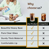 Drinking Glasses 6pc Set - Can Shaped Glass Cups, 16oz Beer Glasses, Iced Coffee Glasses, Iced Tea Glasses, Cute Tumbler Cup, Cocktail Glasses, Whiskey, Wine, Soda, Clear Water Glasses, Kiddush Cups