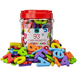 Magnetic Foam Letters and Numbers Premium Quality ABC, 93 Foam Alphabet Magnets | Educational Toy for Preschool Learning, Spelling, Counting in Canister
