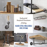 Supply Giant OQCM1212-10 Steel, Build Vintage DIY Furniture with Pre Cut Industrial Iron, Threaded Malleable 1/2 in x 10, Black Pipe Nipples (Pack of 10)