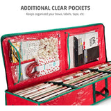 ZOBER Underbed Gift Wrap Organizer, Interior Pockets, fits 18-24 Standard Rolls, Underbed Storage, Wrapping Paper Storage Box and Holiday Accessories, 40” Long - Tear Proof Fabric