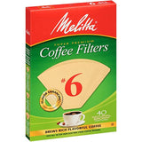 Melitta #6 Cone Coffee Filters, Natural Brown, 40 Count