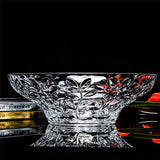 Elegant Crystal Round Bowl with Beautiful leaf design, Serving Bowl, Centerpiece For Home,Office,Wedding Decor, Fruit, Snack, Dessert, Server