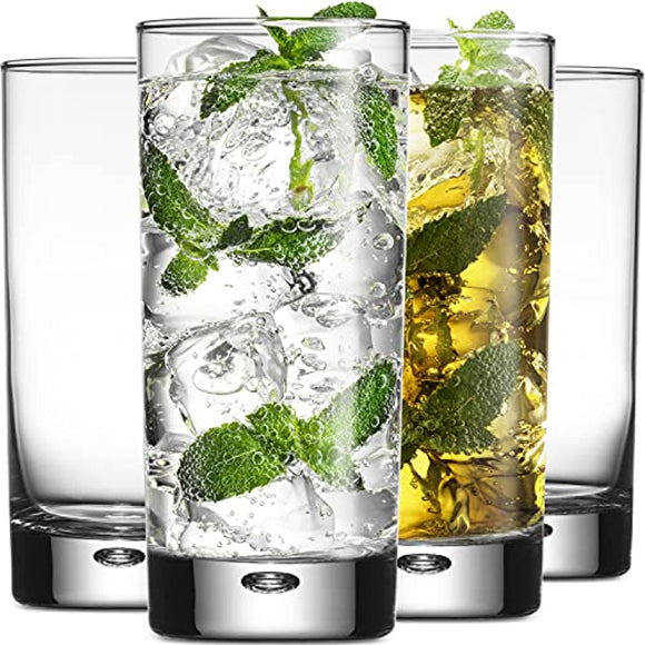 Highball Glasses Set Of 4, Tall Drinking Glasses 17 oz Home Essentials & Beyond Beverage Water Glass Cups for Water, Juice, Cocktails. Bar Glasses. Dishwasher Safe.