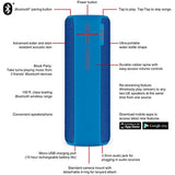 Ultimate Ears BOOM 2 Portable Waterproof & Shockproof Bluetooth Speaker - Brain Freeze Blue Edition