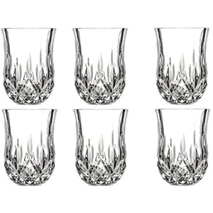 Le'raze Posh Crystal Collection Shot Glass Perfect for Serving Scotch, Whiskey, Tequila, or Vodka (Set of 6 - 2oz. Drink Shot Cups, Tumblers)