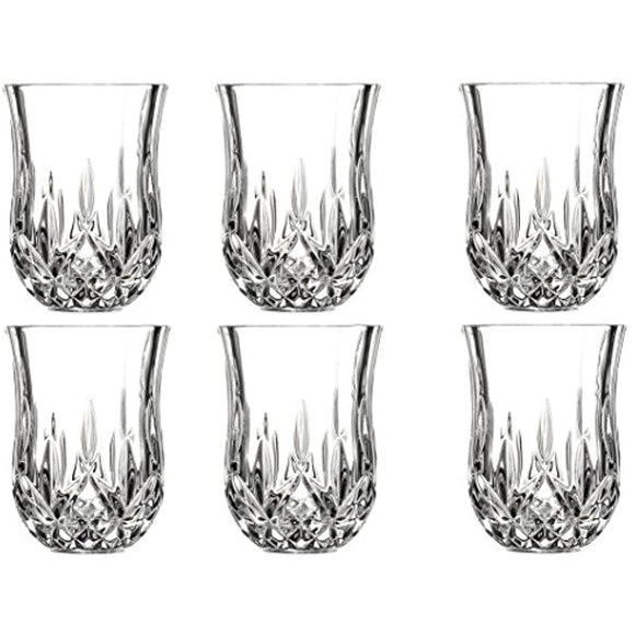 Le'raze Posh Crystal Collection Shot Glass Perfect for Serving Scotch, Whiskey, Tequila, or Vodka (Set of 6 - 2oz. Drink Shot Cups, Tumblers)