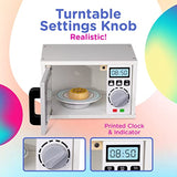 Play Brainy Pretend Toy Microwave for Kids with Rotating Turnable, 11 Pc. Set, Fun and Interactive Wooden Early Learning Kitchen Accessories Playset for Girls and Boys 3+