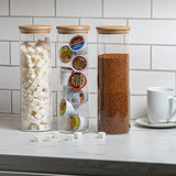 Set of 3 Tall Glass Kitchen Canisters with Airtight bamboo Lids - Kitchen