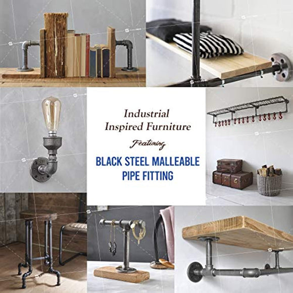 Supply Giant OQCB1200 1/2 Inch Assortment, Malleable Threaded Nipples,Steel Pipe Fittings for All Your DIY Vintage Shelving Projects, Black (Includes 6 of Each Size, 1-6 Inches 66 Pieces in Total)