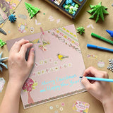 PICKME's D.I.Y Floral Scrapbook Kits for Adults & Kids, Hardcover Scrapbook Album Including Stationery Set with Gold Embossed Stickers, Decorative Ribbons & Journaling Supplies. (12" x 12", 100Pc)