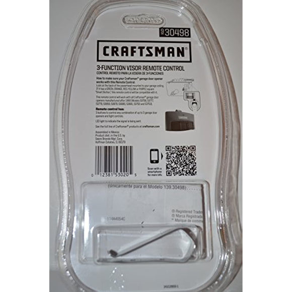 Craftsman 30498 Garage Door Opener Universal Remote Control Genuine Original Equipment Manufacturer (OEM) Part