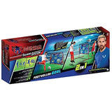 Messi Training System Large Soccer Goal Net and Ball 3 Piece Set - 2 in 1 Foldable Target Practice Soccer Training Equipment for Kids - Includes Size 2 Soccer Ball + Air Pump - Foot Volley Goal