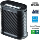 Honeywell HPA300 HEPA Air Purifier, Airborne Allergen Reducer for Large Rooms (465 sq ft), Black - Wildlfire/Smoke, Pollen, Pet Dander, and Dust Air Purifier
