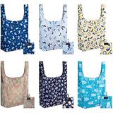 Ripstop Reusable Grocery Shopping Bag - Replace Paper and Plastic Bags with Large, Strong Eco Friendly Bags. Turns into a Carrying Pouch when Folded into Its Own Pocket. (ANIMAL PATTERN | 6-PACK)