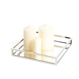 Le'raze Beautiful Mirrored Tray with Chrome Rails, Elegant Square Vanity Mirror Tray with with Side Bars, Makes A Great Bling Gift