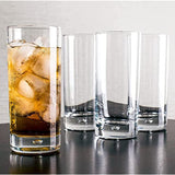 Highball Glasses Set of 4 - Lead-Free Crystal Clear Drinking Glasses, Elegant Glass Cups with Bubble for Water, Wine, Beer, Cocktails and Mixed Drinks