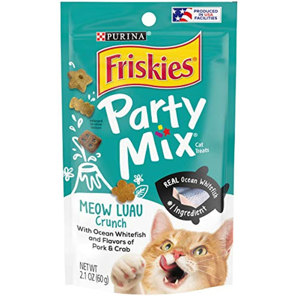 Purina Friskies Made in USA Facilities Cat Treats; Party Mix Meow Luau Crunch -