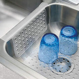 iDesign 36700 Euro Plastic Sink Saddle, Glassware and Sink Protector for Kitchen, Bathroom Pots, Pans, Dishes, 11" x 12", Clear