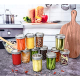 8oz Glass Mason Jars with lids Set of 12- wide mouth - Airtight Band + Marker & Labels - Canning Jars with Lids, Ideal for candle jars, Spice Jars, Wedding Favors, Meal Prep, Jelly Jar, Jam, Honey,