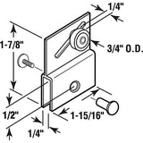 Prime-Line M 6054 Frameless Sliding Shower Door Top Bracket, 3/4 inch, Flat Plastic Wheel, Steel Ball Bearings, White