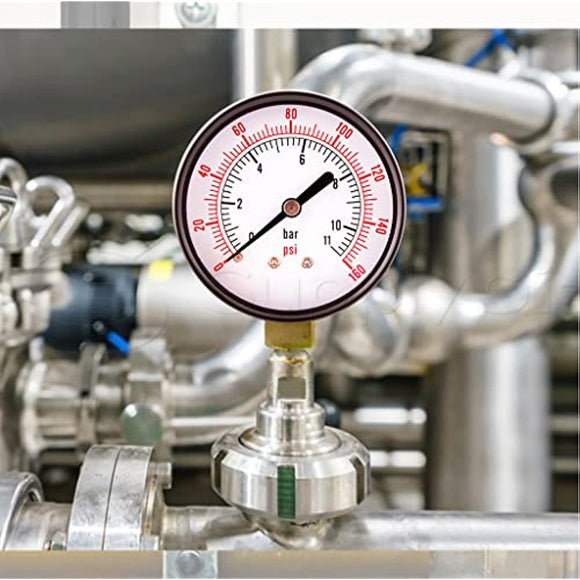 Raven PG100 R1554 2-1/2 Display Dry Gauges Steel Case, 1/4 inch Npt Center Back Connection, Circular Dial, Polycarbonate Crystal, Black Anodized Aluminum Pointer, Quality and Durability