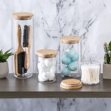 Canister Set of 5, Glass Kitchen Canisters with Airtight Bamboo Lid, Glass Storage Jars for Kitchen, Bathroom and Pantry Organization Ideal for Flour, Sugar, Coffee, Candy, Snack and More