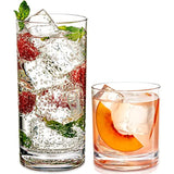 Elegant Acrylic Drinking Glasses [Set of 16] Attractive Clear Plastic Tumblers - Unbreakable Drinkware Set Ideal for Indoor and Outdoor - Kid Friendly